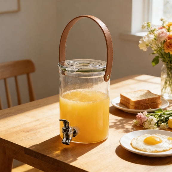 NWOKYZGH 2.3L Plastic Beverage Dispenser, Clear Large Drink Beverage Dispenser, Summer Fridge Water Container with Tap, for Party Iced Tea, Lemonade