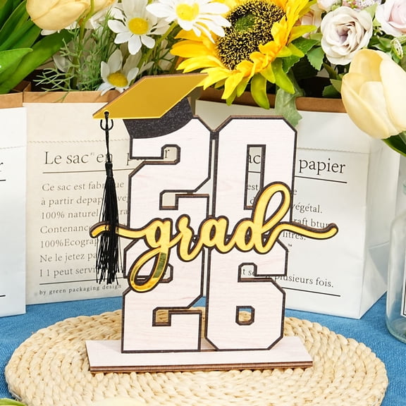 NWOKYZGH 2026 Graduation Decorations Class of 2026 Table Wooden Centerpieces 2026 Graduate Table Signs for Graduation Party Favors Supplies