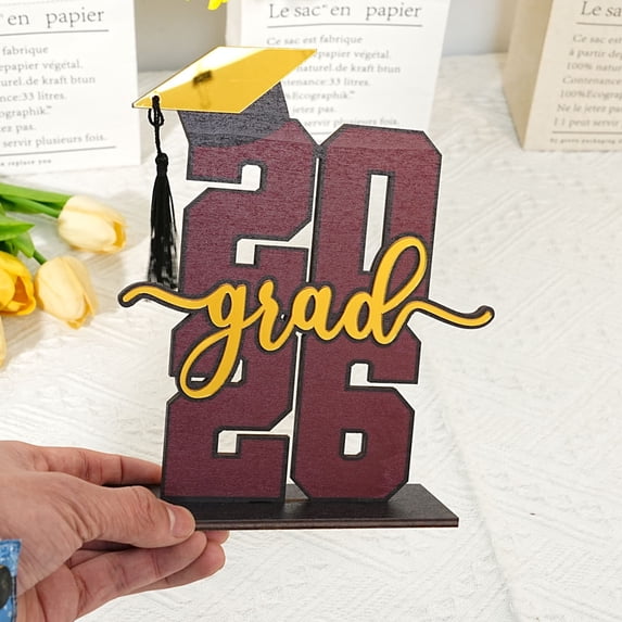 NWOKYZGH 2026 Graduation Decorations Class of 2026 Table Wooden Centerpieces 2026 Graduate Table Signs for Graduation Party Favors Supplies