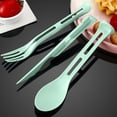 thumbnail image 1 of NWOKYZGH 3PCS Wheat Straw Cutlery, Reusable Utensils Set Portable Travel 3 in 1 Spoon fork Knife Tableware, Eco-Friendly, BPA Free, Flatware for Kids Adults, Travel Picnic Camping, 1 of 6