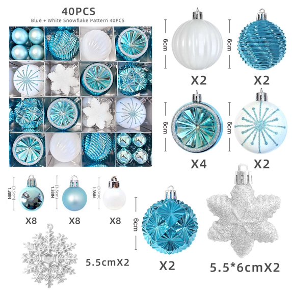 NWOKYZGH 40pc Christmas Decorations Christmas Ball Gift Pack Drum Set Christmas Tree Pendant