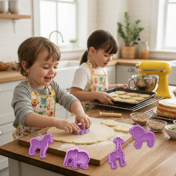 NWOKYZGH 4Pcs Christmas Cookie Cutters 3D Christmas Cookie Stampers House Cookie Cutter Animal Cookie Cutter Plastic Xmas Biscuit Cutters for Baking Pastry Fondant