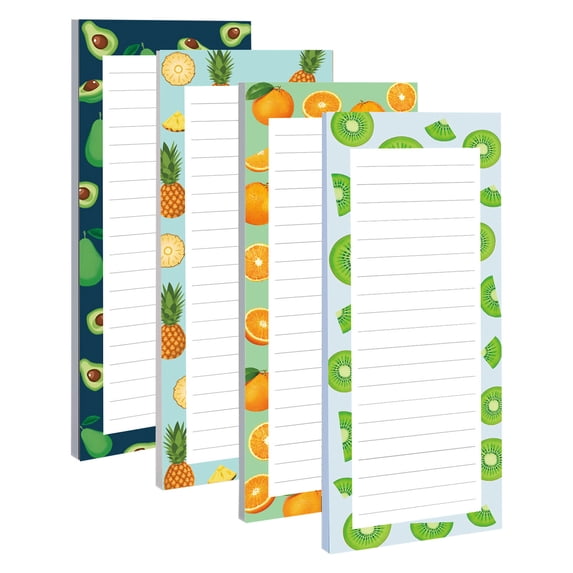 NWOKYZGH 4Pcs Notepads, Notepads for Grocery List, Shopping List, To-Do List, Reminders Memo Notepad with Realistic Fruit Designs