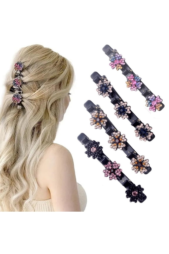 4Pcs Women's Woven Hair Clip 2025 Shiny Crystal Hair Clip Short Clip