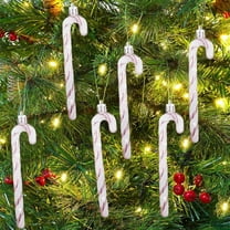 NWOKYZGH 6Pcs Candy Cane Christmas Decorations, Pink and White Candy Cane Decoration Christmas Hanging Ornaments for Christmas Tree Xmas Holiday Party Supplies Decoration Favors