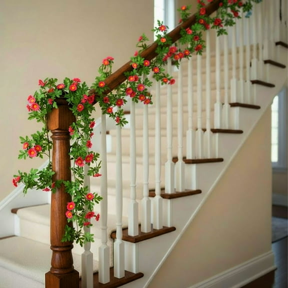 NWOKYZGH Artificial Daisy Flowers Vine, 72" Silky Artificial Garland with Daisy and Vine Floral Garlands Decoration for Room Wall, Flower themed Party, Wedding Supplies