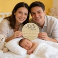 thumbnail image 1 of NWOKYZGH Baby Announcement Sign, ​5.9 Inch Wooden Hello World Newborn Signs, Birth Announcement Sign, Baby Shower Hospital Nursery for Newborn Boys and Girls (White), 1 of 7