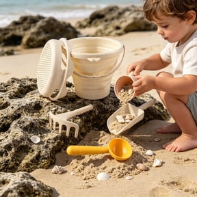 NWOKYZGH Beach Toys, Collapsible Sand Toys, 6pcs Sand Castle Building Kit: Foldable Sand Buckets, Shovels, Molds, Sandbox Toys for Beach Travel
