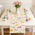 thumbnail image 1 of NWOKYZGH Bunny Eggs Happy Easter Table Runner, Seasonal Spring Flowers Carrots Kitchen Dining Table Decoration for Home Party Decor 13x72 Inch, 1 of 6