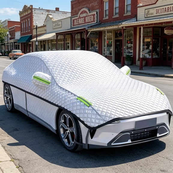 NWOKYZGH Car Cover Waterproof All Weather, Outdoor Hood Protection, Foldable Protective Shield with Windproof Fixed Strap, Universal Car Snow Cover