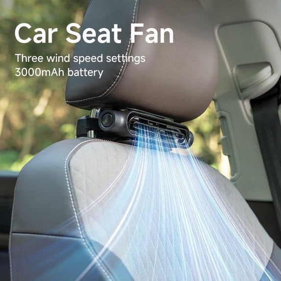 NWOKYZGH Car Fan with Battery, Portable Car Air Conditioner for Front or Back Seat Cooling, Easy Install Car Seat Fan, USB Car Fans That Blow Cold Air Car Essentials for Summer Road Trips