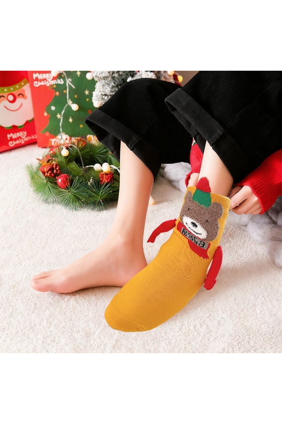 Christmas Hand in Hand Socks, 1 Pair Magnetic Holding Hands Socks Funny Mid Tube Socks Christmas Family Socks for Adult Kid Xmas Gifts
