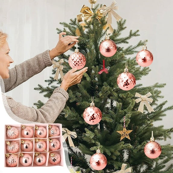 NWOKYZGH Christmas Tree Ball Ornaments for Xmas Tree, 12 Pack Shatterproof Christmas Balls with Tree Ornaments Hooks for Xmas Holiday Wedding Party Decoration