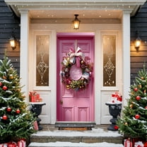 NWOKYZGH Christmas Wreath Door Cover Holiday Decorations Door Banner Festive Polyester Backdrop Indoor Outdoor Xmas Decor for Kids Gifts Decoration