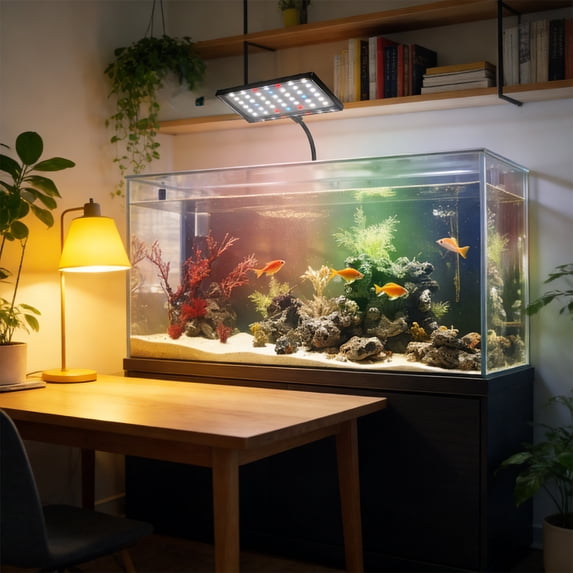 NWOKYZGH Clip On Aquarium Light LED Fish Tank Light with Full Spectrum & Dimmable Brightness USB Moving Aquarium Lamp for Fish Tanks