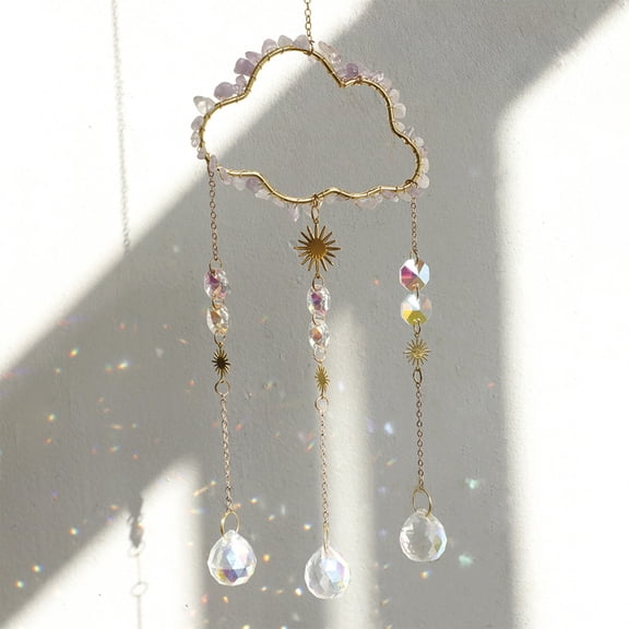 NWOKYZGH Cloud Shaped Crystal Suncatcher Glass Balls with Chain Rainbow Maker Suncher Hanging Wind Chimes for Home Decor