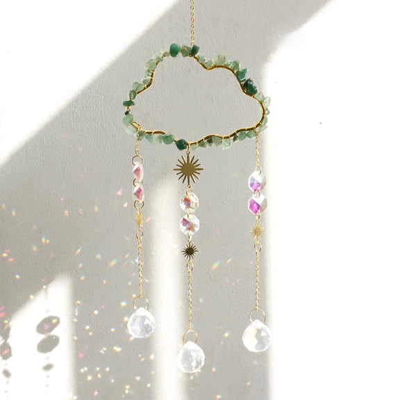 NWOKYZGH Cloud Shaped Crystal Suncatcher Glass Balls with Chain Rainbow Maker Suncher Hanging Wind Chimes for Home Decor