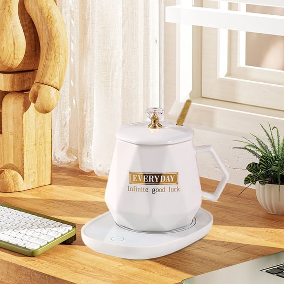 NWOKYZGH Coffee Cup Warmer Coffee Warmer with Mug for Women Electric Coffee Mug Heater Temperature Control Ceramic Smart Coffee Warmer for office Christmas Birthday Gift