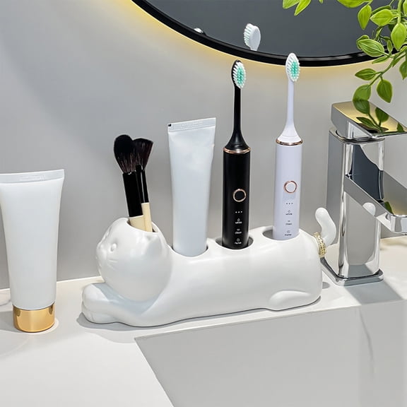 NWOKYZGH Creative Toothbrush Holder, Cute - Shaped Toothbrush Holders, Ceramic Bathroom Countertop Accessories, Personalized Decoration, for Bathroom Home