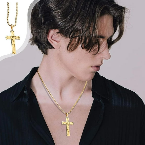 NWOKYZGH Cross Necklace Vintage Viking Irish Knot Pendant Stainless Jewelry Christmas Gift for Men Women Gold Color