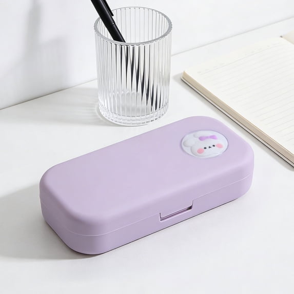 NWOKYZGH Cute Double Layer Pencil Box, Hard Pencil case 2 Compartments, Plastic Large Capacity Pencil Case with Snap-tight Lid, Hard Storage Organizer Box