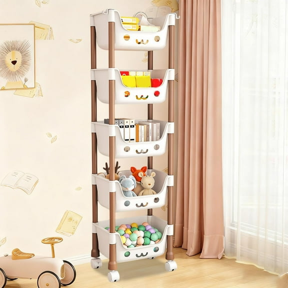 NWOKYZGH Cute Storage Rack with Wheels Interest Plastic Storage Rack for Home Use Multi Layer Snack Organizer Rack