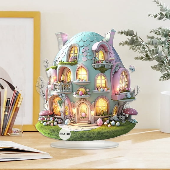 NWOKYZGH Easter Home Decorations Easter Egg Acrylic Decor Plaques, 2D Flat Acrylic Desktop Ornament for Easter Gatherings