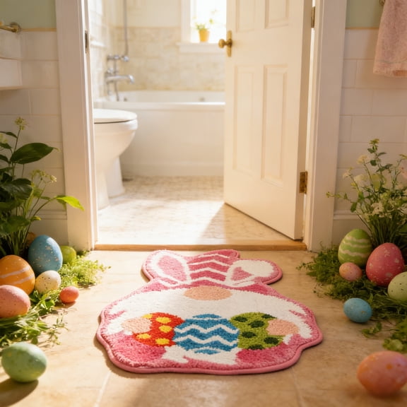 NWOKYZGH Easter Spring Bunny Tail Plush Cotton Rug Spring Floor Mats Bath Rugs Non Slip Area Rug for Bedroom Living Room Home Decor