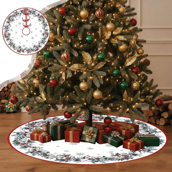 NWOKYZGH Exquisite Printed Christmas Tree Skirts Personalized Snowflake Christmas Tree Reindeer Skirts Christmas Decorations
