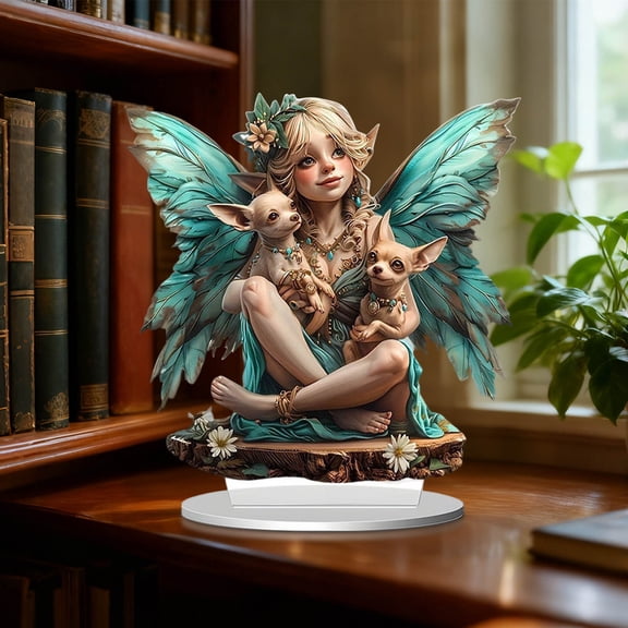 NWOKYZGH Fairy Figurines, Angel Girl Butterfly Fairy Statues, Creative 2D Flat Angel Girl with Butterfly and Mushroom Desktop Ornament Figurines for Home Ornament Decor
