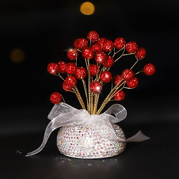 NWOKYZGH Flower Car Accessories Bling Dashboard Decorations, Car Flower Vase Decals, Cute Car Interior Decor, Bling Desk Flowers for Women office Girl Gifts