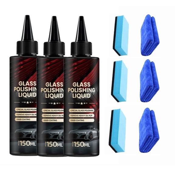 NWOKYZGH Glass Polish, Car Glass Polish, Windshield Cleaner, Glass Film Remover, Anti-Fog Hydrophobic Coating Spray, Removes Scratches, Wiper Marks and Film (3 Pack)