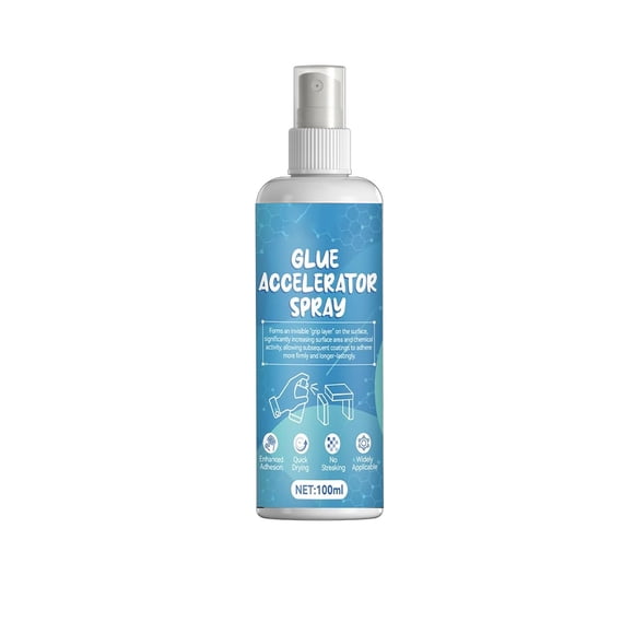 NWOKYZGH Glue Accelerator Spray, Super Glue Activator Improve Adhesion Non-Adhesive Quick-Drying and Transparent Multi-Purpose for Plastic Metal, 100ml