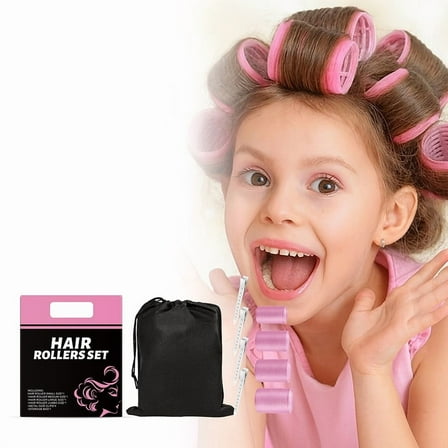 NWOKYZGH Hair Rollers Set for Blowout Look Long Hair, 4Pcs Rollers Hair Curlers in 4 Sizes with 4Pcs Clips and Storage Bag for Long Medium Short Hair Volume