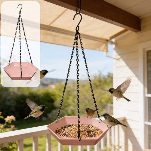 NWOKYZGH Hanging Bird Feeder & Bath for Outdoors, Wild Bird Feeders Tray, Hanging Birdfeeder Birdbath for Outside, Cardinal, Blue Jay, Crow, Birdfeeders Trays