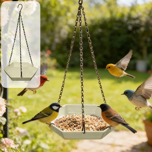NWOKYZGH Hanging Bird Feeder & Bath for Outdoors, Wild Bird Feeders Tray, Hanging Birdfeeder Birdbath for Outside, Cardinal, Blue Jay, Crow, Birdfeeders Trays