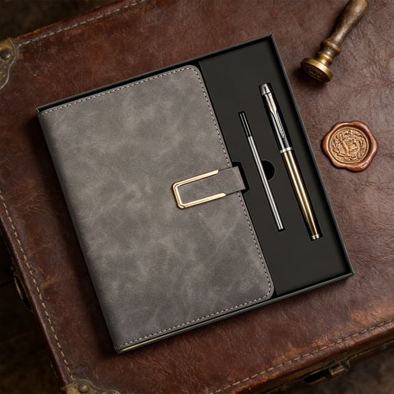 NWOKYZGH Hardcover Executive Writing Notebook Gift Set, Lined Journal with Pen & Gift Box, Faux Leather