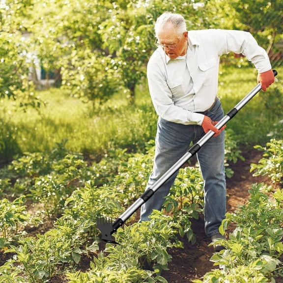 NWOKYZGH Hoe and Cultivator - 58" Long Handle - Heavy Duty Garden Hoe Tiller, Standing Hoe Garden Tools Durable Cultivator Hoes Hand Rake fork for Gardening Weeding Planting Loosening Soil