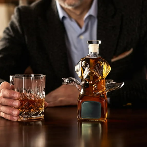 NWOKYZGH Hunting Whiskey Bottle 3D Engraved Glasses - Hunting Whiskey Decanter for Men Dad Gifts, Funny Animal Wine Bottle & Home Bar Decor