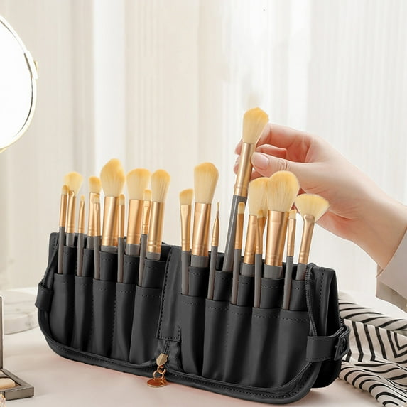 NWOKYZGH Makeup Brush Organizer Folding Travel Cases Makeup Brushes Stand-up Cosmetic Bag Artist Storage