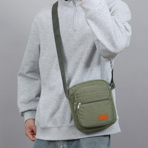 NWOKYZGH Mens Crossbody Bag, Canvas Messenger Bag for Men, Vintage Shoulder Bag with Adjustable Strap