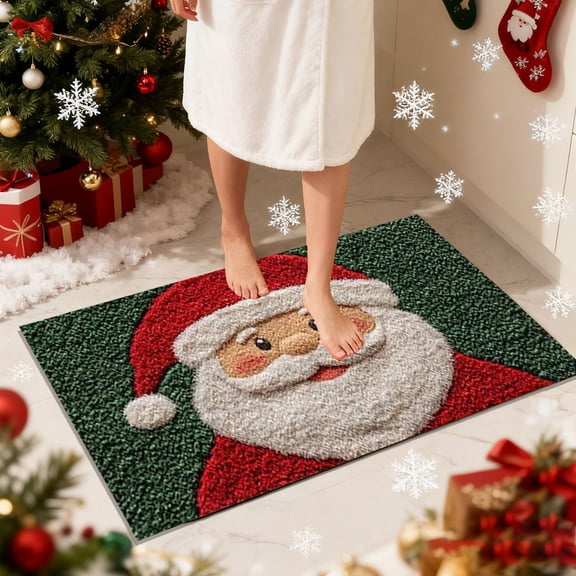 NWOKYZGH Merry Christmas Door Mat Outdoor Welcome Mats, Christmas Thickened Non-Slip Doormat, 23 x 15 Inch Holiday Christmas Tree Doormat for Entryway/Front Door