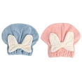 thumbnail image 1 of NWOKYZGH Microfiber Hair Drying Caps, 2-Pack Extra Soft and Ultra Absorbent Fast-Drying Hair Turban Wraps, Shower Caps for Girls and Women with Cute Bowtie Design, 1 of 2