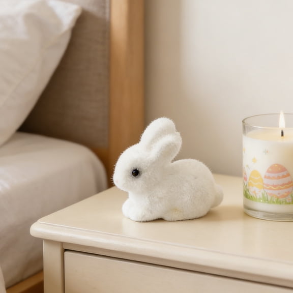 NWOKYZGH Mini Flocked Easter Bunny Ornaments Foam Figurines for Party Decorations Cake Toppers Tier Tray Table Decor