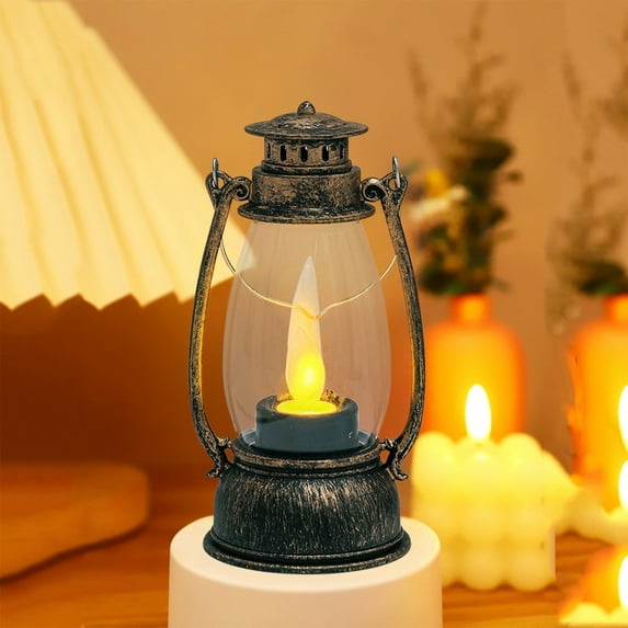 NWOKYZGH Mini Plastic Lanterns for Christmas Decor, Vintage Dollhouse Garden Lantern Crafts, Rustic Miniature Oil Lamp for Holiday Tabletop, Fireplace, and DIY Displays