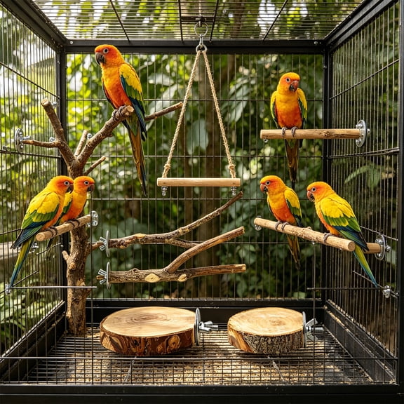NWOKYZGH Natural Wood Parrots Rest Stand for Bird Cage Fruit Tree Branch Grinding Stick for Small Birds Chewable Claw Dremel Toy for Bird Playground
