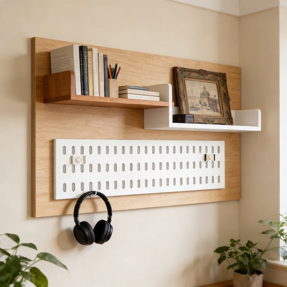 NWOKYZGH PegBoard Wall Organizer, Plastic Wall Pegboard Kit, Wall Mount Pegboard, Wall Display Peg board for Home and office