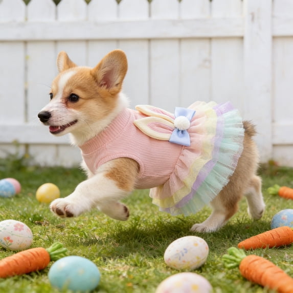 NWOKYZGH Pink Bunny Ears Dress Spring Girl Puppy Clothes for Small Easter Dress for Funny Tutu Dress Holiday Pet Outfit