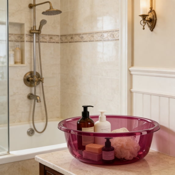 NWOKYZGH Plastic Wash Basin, Multifunctional Foot Soak Tub & Dish Pan, Durable Material, Space-Saving Round Design for Shower, Kitchen, Bathroom, Dorm Use