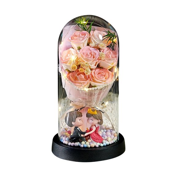 NWOKYZGH Preserved Flowers Roses in Dome with Light Decor Rosas Eternas for Women Mom Birthday, forever Roses Valentine's Day Gift for Delivery, for Wife Girlfriend Her